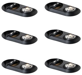 6 darabos, lekerekített, süllyesztett spotlámpa szett fekete GU10 70mm 2-fényű - Hubs