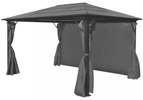 alumínium kerti pavilon antracitszürke függönnyel 400 x 300 cm
