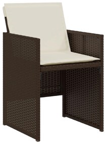 vidaXL 3 részes barna polyrattan bisztrógarnitúra párnákkal