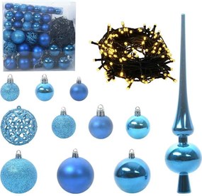 vidaXL Karácsonyi Díszgömb Készlet 300 LED-del 120 pcs Kék Műanyag