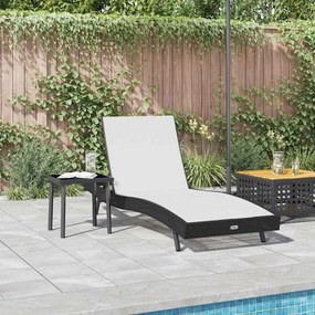 Napozóágy asztallal 2 pcs Fekete, Fehér 40 x 40 x 40.5 cm