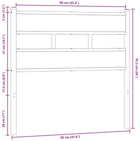 barna tölgy színű acél és szerelt fa fejtámla 90 cm