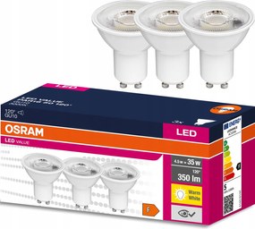 3x Led izzó GU10 4,5W 35W 3000K Osram Value