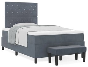 Box Spring Ágy Matraccal és Pad Dark Grey 120x190 cm Bársony