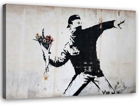 Gario Vászonkép Banksy huligán egy csokor virágot dobálva Méret: 60 x 40 cm