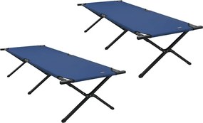 vidaXL Összecsukható Kemping Ágy 2 pcs Kék 210 x 80 x 46 cm