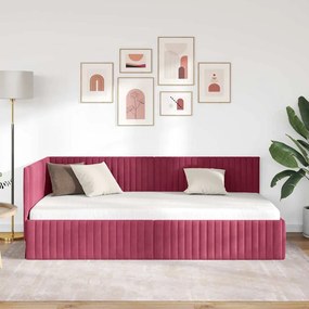 Sarokágy keret fejtámlával bordó 100 x 200 cm Bársony
