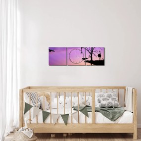 Kép - Állatok sziluettek (órával) (90x30 cm)