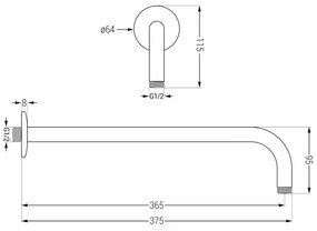 Mexen ARM, rejtett kar 40cm, króm, 79211-00 Szín: Rozé arany