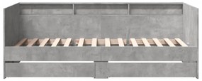 betonszürke kanapéágy fiókkal matrac nélkül 90x190 cm