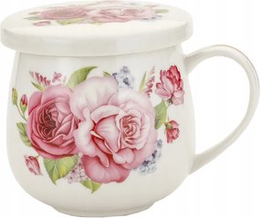 Porcelán teásbögre fedő virágszűrő 320 ml