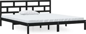vidaXL fekete tömör fenyőfa ágykeret 140 x 190 cm