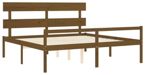 mézbarna tömör fa ágy időseknek fejtámlával 200x200 cm