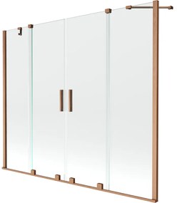 Mexen Velar Duo, 2 szárnyas eltolható kádparaván 170 x 150 cm, 8mm átlátszó üveg, réz matt profil, 896-170-000-02-65