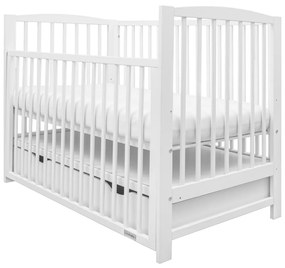 Gyerek kiságy New Baby LILLY leengedhető oldalráccsal és fiókkal fehér