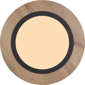 Globo 67292D3 Mennyezeti lámpa fém fekete matt, MDF fa sötét, műanyag fehér, ø: 400mm, M:45mm, LED 15W 230V, 1700lm forrás, 800lm kimenet, 3000K