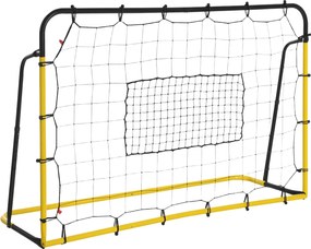 HOMCOM Kickback Futsal Visszapattintó Háló Focihoz, Kosárlabdához és Baseballhoz, Acél+PE, Sárga+Fekete, 184 x 63 x 123 cm | Aosom