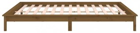 mézbarna tömör fa ágykeret LED-ekkel 200 x 200 cm