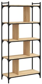 5 szintes sonoma tölgy színű fa könyvespolc 76 x 32 x 158 cm