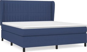 vidaXL kék szövet rugós ágy matraccal 160 x 200 cm
