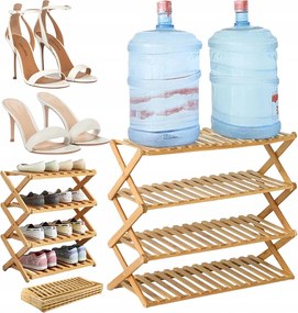 Összecsukható Bambusz Cipőtartó Állvány 4 Szint A Nappali Fürdőszobájába