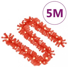 piros karácsonyi füzér LED-es izzókkal 5 m