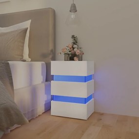 fehér szerelt fa LED-es éjjeliszekrény 45 x 35 x 67 cm