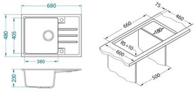 ALVEUS 1149126 - Mosogató INTERMEZZO 68x48 cm gránit/fekete