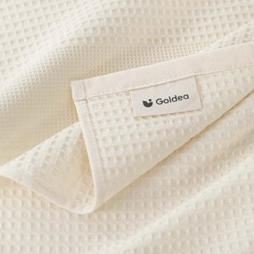 Goldea karácsonyi hímzett waffle konyharuha - fagyöngy krém alapon 50 x 70 cm