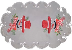 Karácsonyi szürke asztalterítő hímzett hóemberrel 45 cm 30 cm