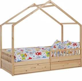 Montessori ágy, 90x200, természetes, tömör, BIANKA