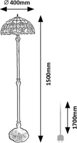 Brilagi - Tiffany vitrázs állólámpa LORAS 2xE27/60W/230V