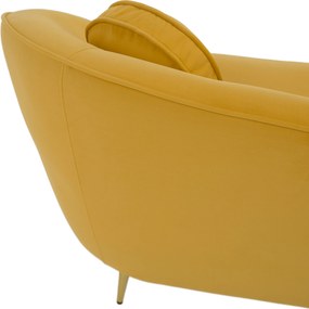 Háromszemélyes dizájn kanapé, sárga Velvet szövet/gold arany króm, EZIO TYP 3