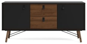 Fekete komód diófa dekorral 150x72x40 cm Ry – Tvilum