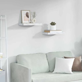 vidaXL Falpolc tárolóval 2 pcs Fehér márvány 40 x 23,5 x 4 cm Faanyag