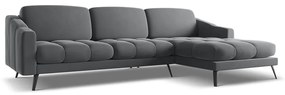 Szürke bársony sarokkanapé (jobb oldali) Nalu – Makamii