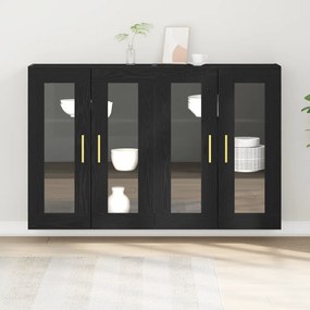 Fali Szekrények 2 db Fekete Tölgy 69,5x34x90 cm Kompozit Fa