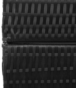 3 Paneles Elválasztó Fekete 146x180 cm Polirattan