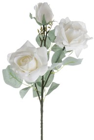 Selyemvirág rózsa ág 3 fejjel, 64.5cm magas - Fehér