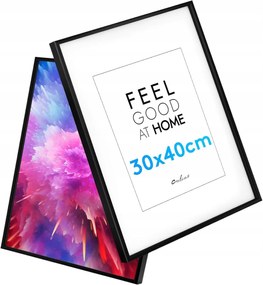 Calias képkeret 30x40 cm fekete fa, törhetetlen plexi 2 db