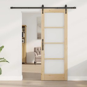Egyszerű Csúszó Ajtó Barna 73.5 x 198.5 cm Fa és fém