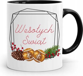 Fekete Karácsonyi Bögre Mikulásra, fényképes nyomtatással