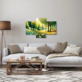 Kép - Falu sárga-zöld színekben (90x60 cm)