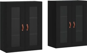 vidaXL 2 db fekete szerelt fa falra szerelhető szekrény