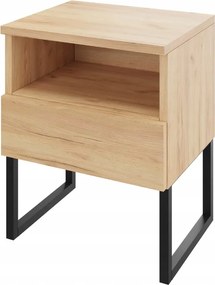 Éjjeliszekrény lábakkal, fiókkal és polccal, click-on, craft tölgy, 40 cm széles
