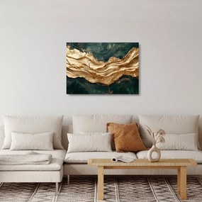 Üveg kép - Zöld absztrakció arannyal II. (70x50 cm)