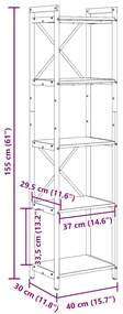 Könyvszekrény sonoma tölgy 40 x 30 x 153 cm Faanyag
