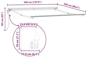 Napernyő keret Antracit 3,5 x 2,5 m Porszórt acél és alumínium