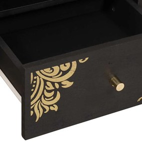 vidaXL Dohányzóasztal fiókkal Fekete 80 x 54 x 40 cm Tömör Mangófát