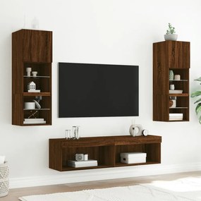 barna tölgy színű TV-szekrény LED-világítással 60 x 30 x 30 cm